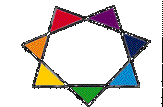 Seven pointed star with seven prismatic colors rotating counterclockwise, created by Abraxox.